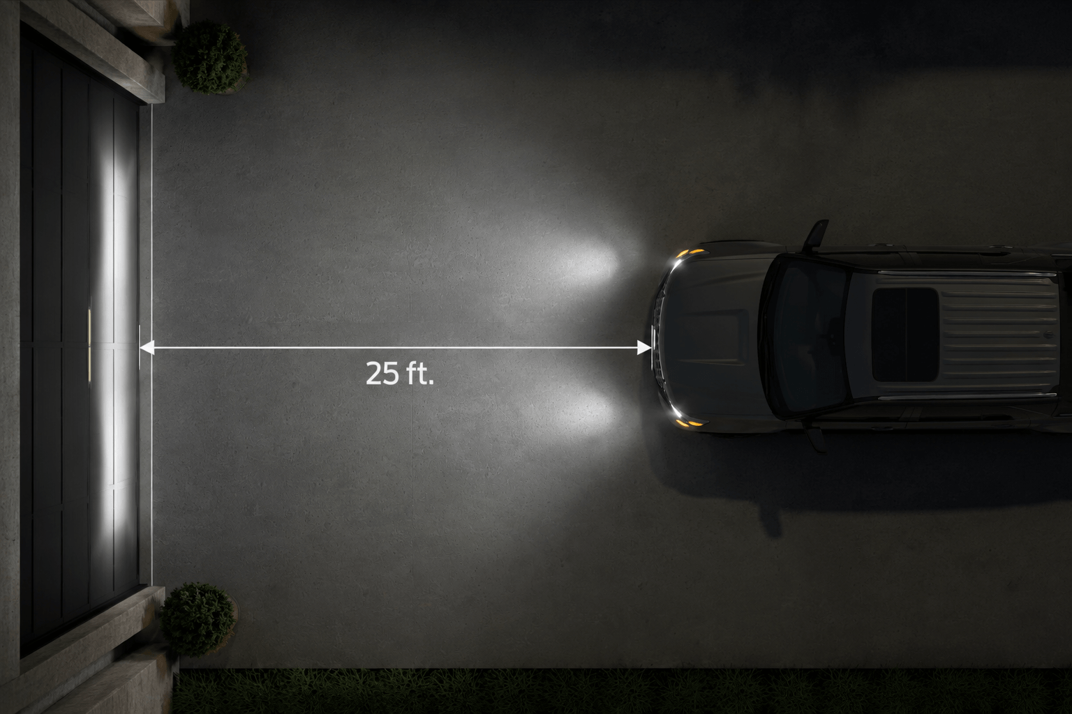 park the vehicle up 25 feet to adjust headlights