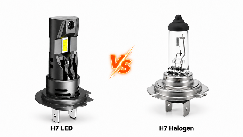 h7 led headlight bulb vs halogen bulb