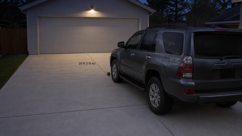 aim fog lights 25 feet from a wall