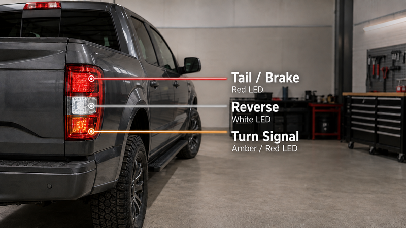 tail light bulb color behind lens