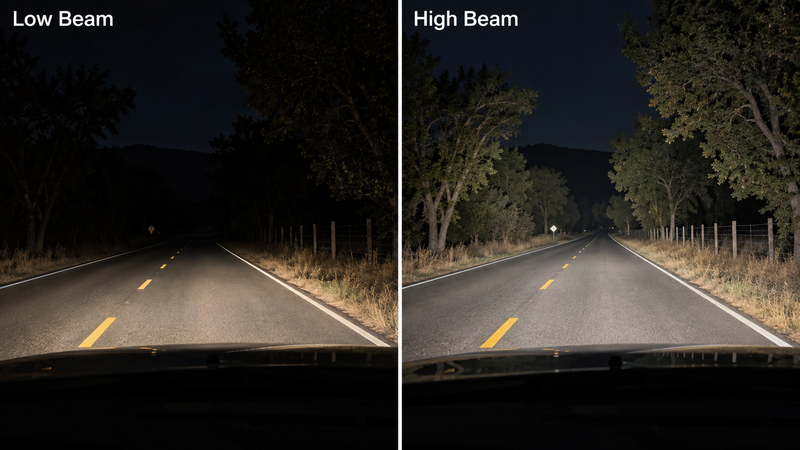 low beam vs high beam comparison