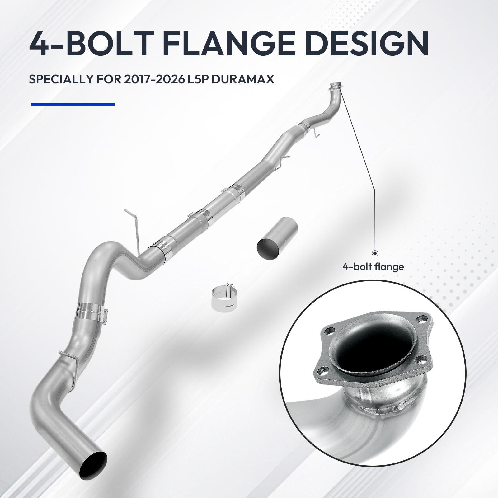 2017-2019 L5P 6.6L Duramax 5" Downpipe-Back DPF Delete Exhaust for Chevy/GMC 2