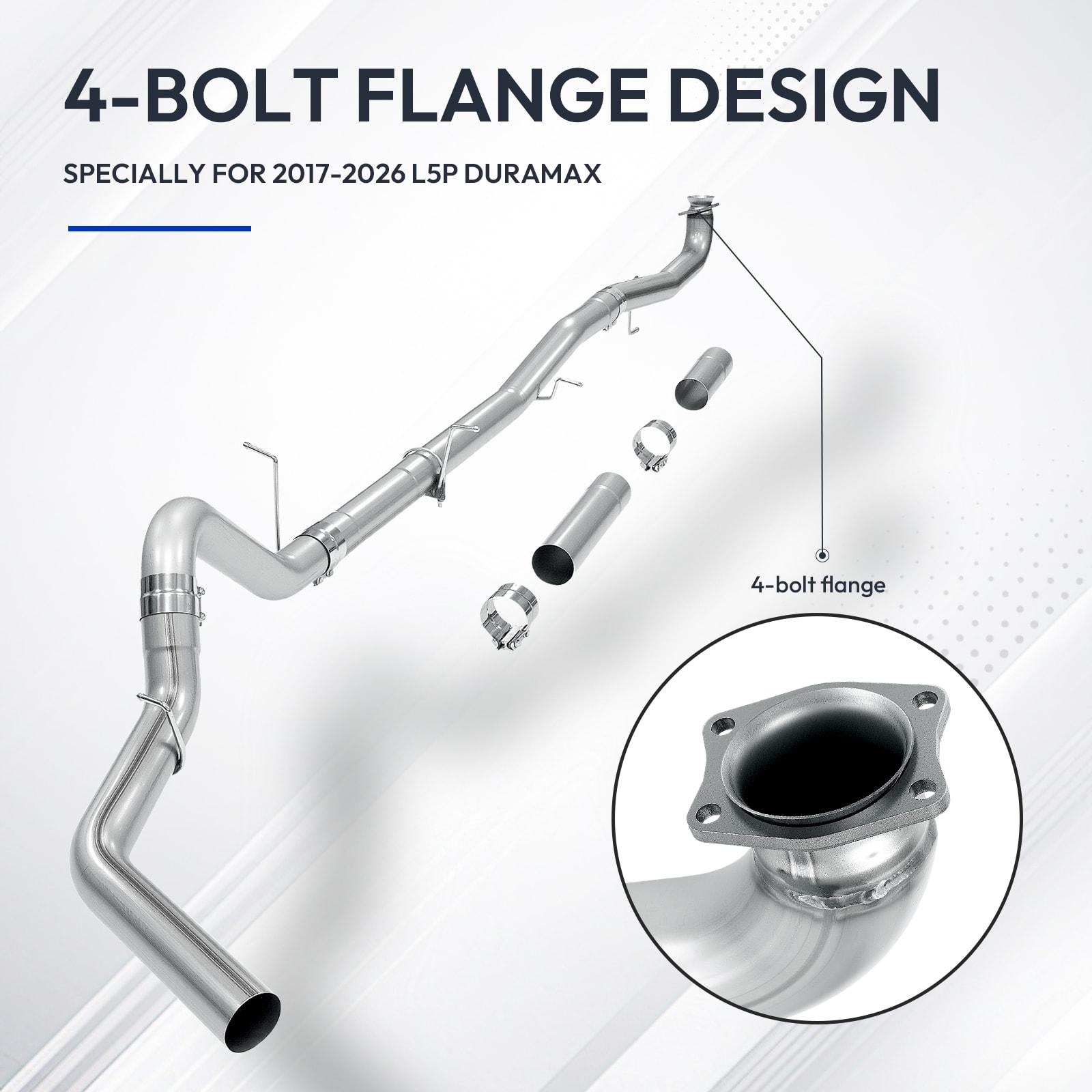 L5P 6.6L Duramax 4" Downpipe Back Exhaust for 2020-2026 GM 2500 3500HD 2