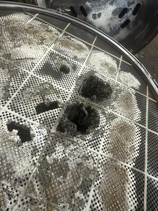 Damaged and melted DPF substrate due to high sulfur fuel and exhaust backpressure.