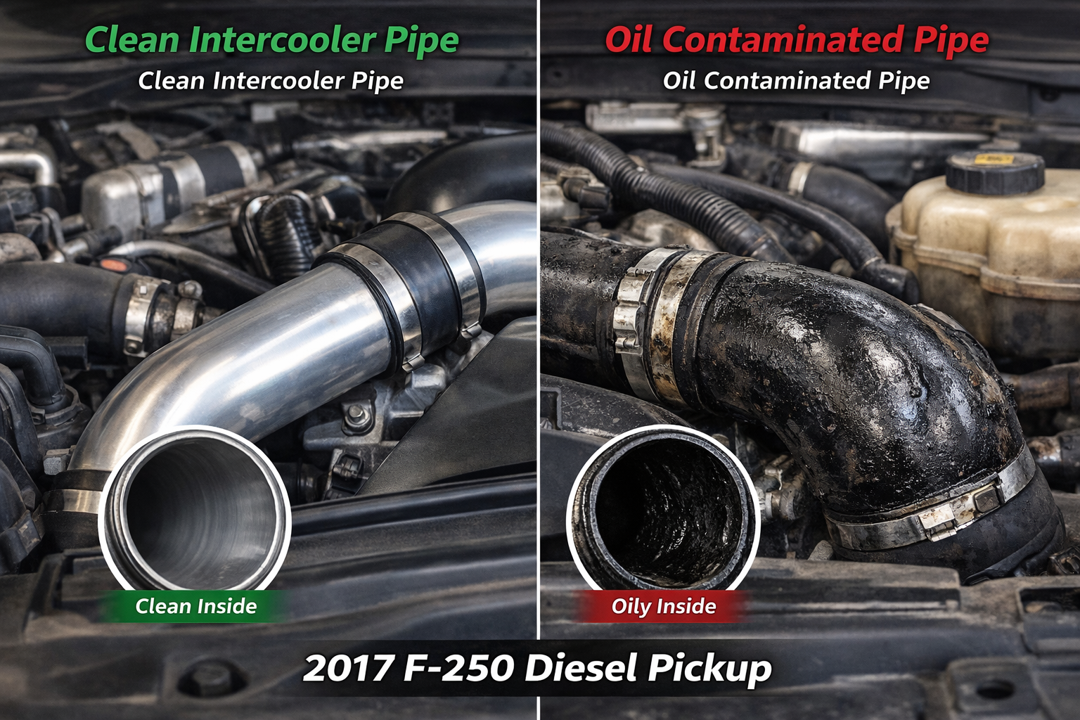 Vigor Diesel 6.7 Powerstroke CCV blow-by oil contamination vs clean intake system