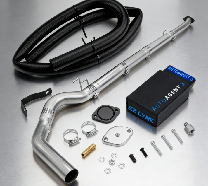 Vigor Diesel 6.4 Powerstroke complete delete kit with DPF race pipe, EGR block off plates, and EZ LYNK AutoAgent 3 tuner