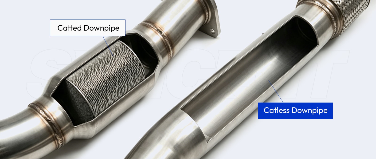 catted vs catless downpipe look like