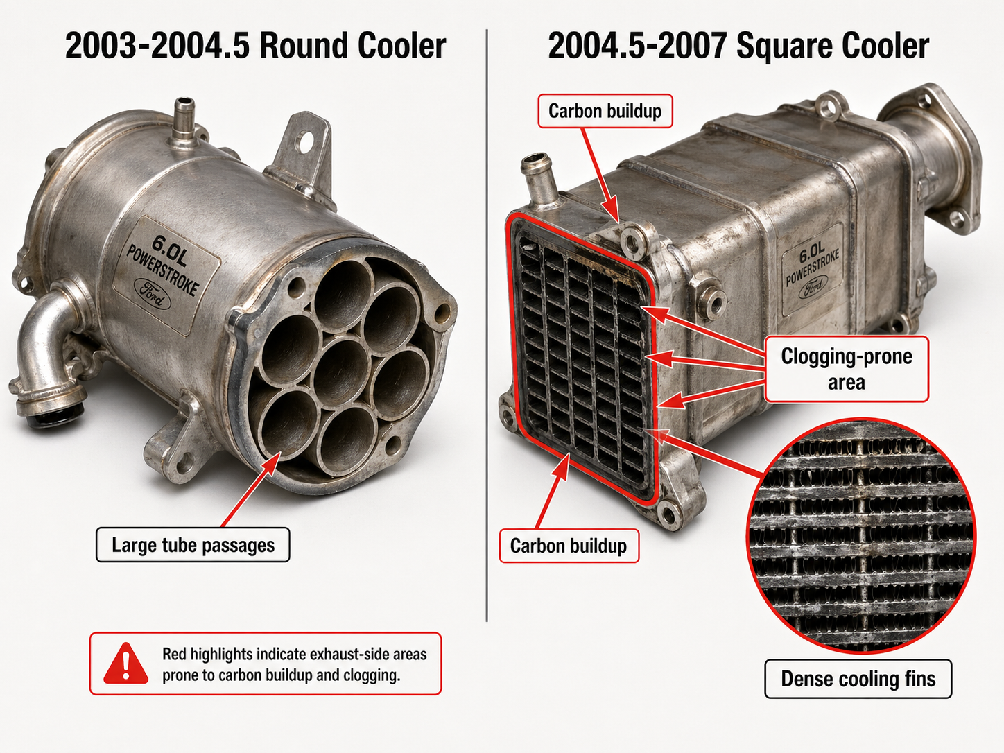 Round vs Square 6.0 Powerstroke EGR cooler design