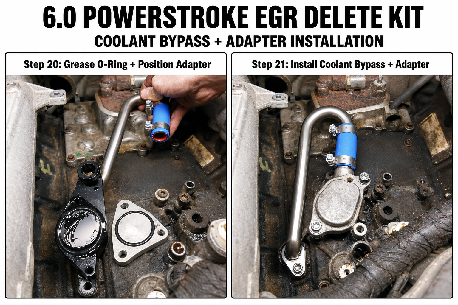 6.0 Powerstroke coolant bypass and EGR cooler adapter installation