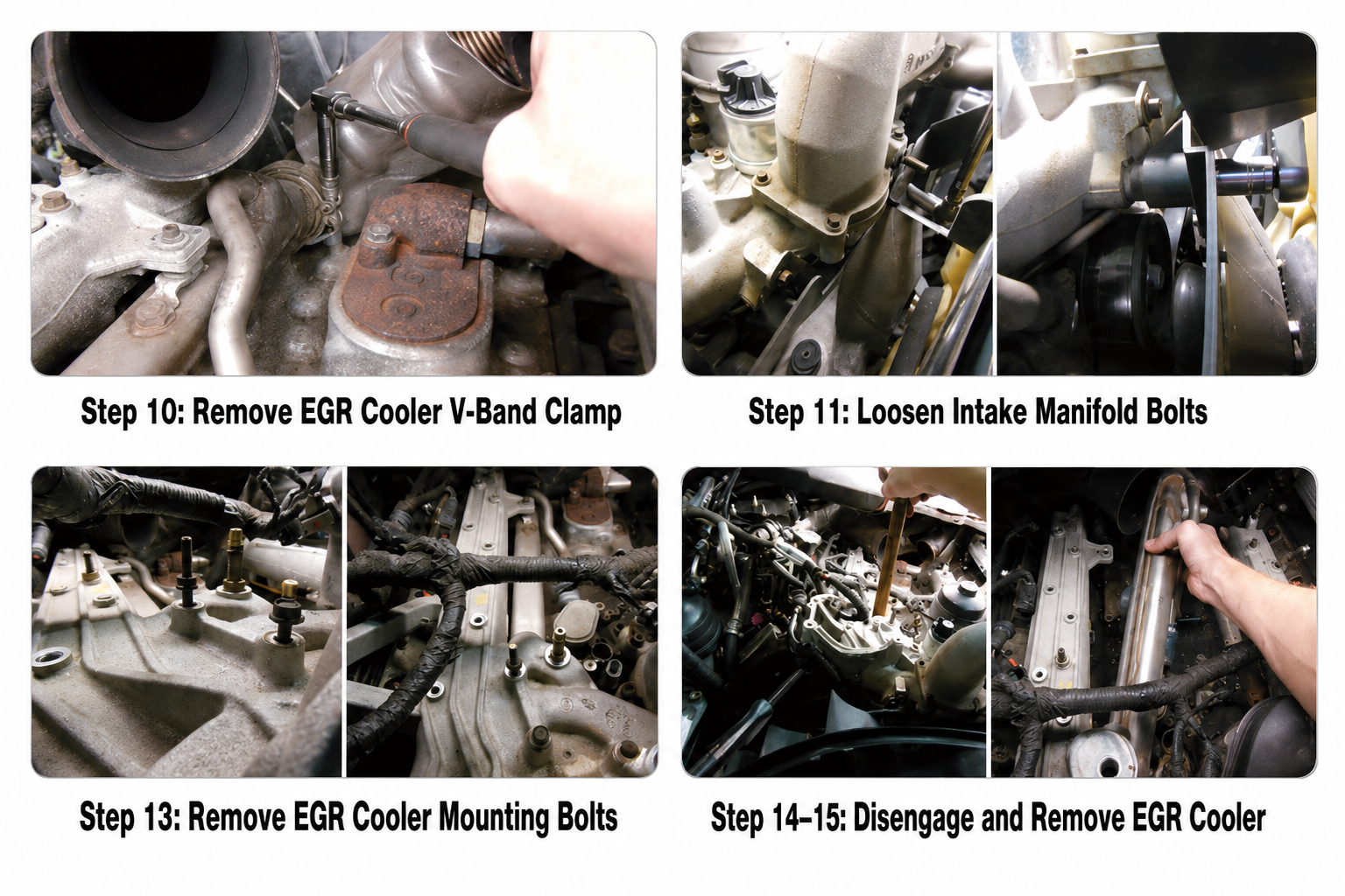 6.0 Powerstroke EGR cooler removal with intake manifold bolts and mounting bolts