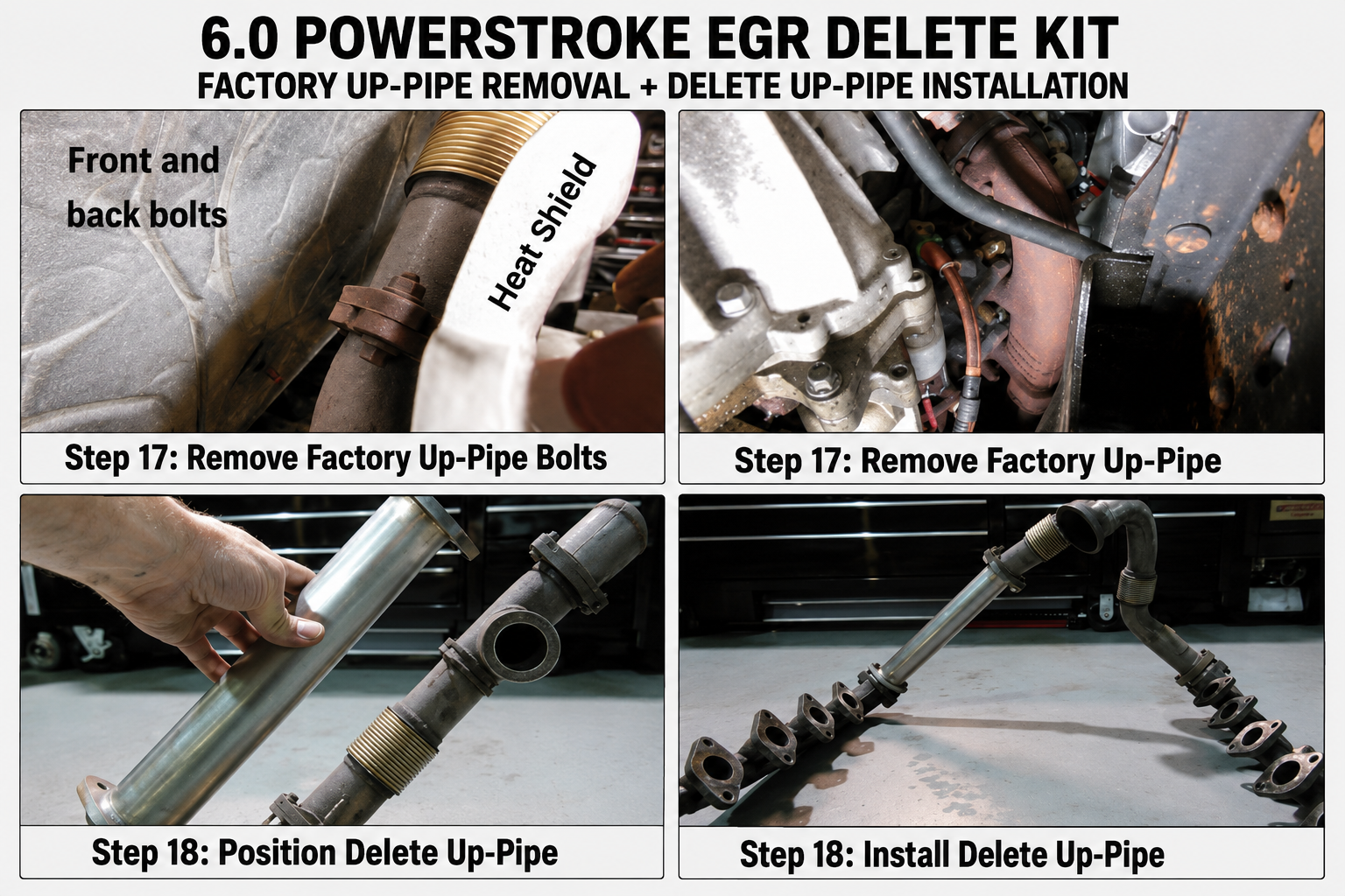 6.0 Powerstroke factory up pipe removal and delete up pipe installation