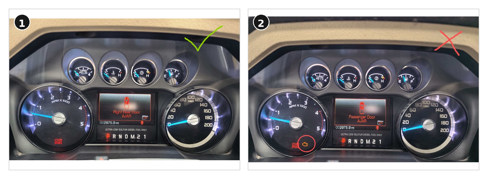 make sure no warning lights