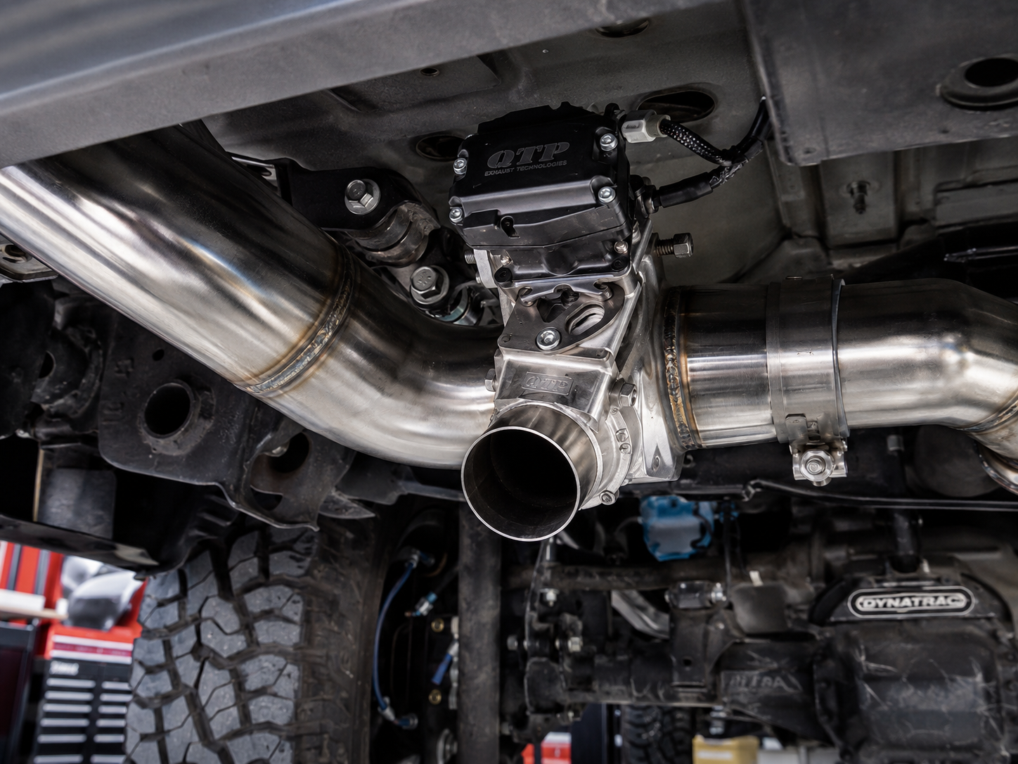 Electric exhaust cutout valve installation on diesel truck