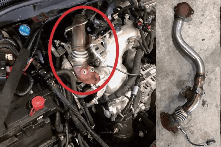EGR hot side pipe and heat shield location