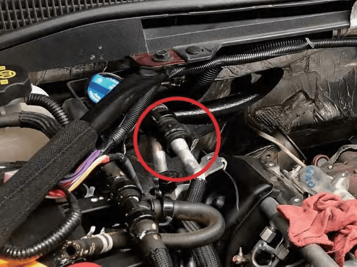 Heater core quick-connect fitting detail