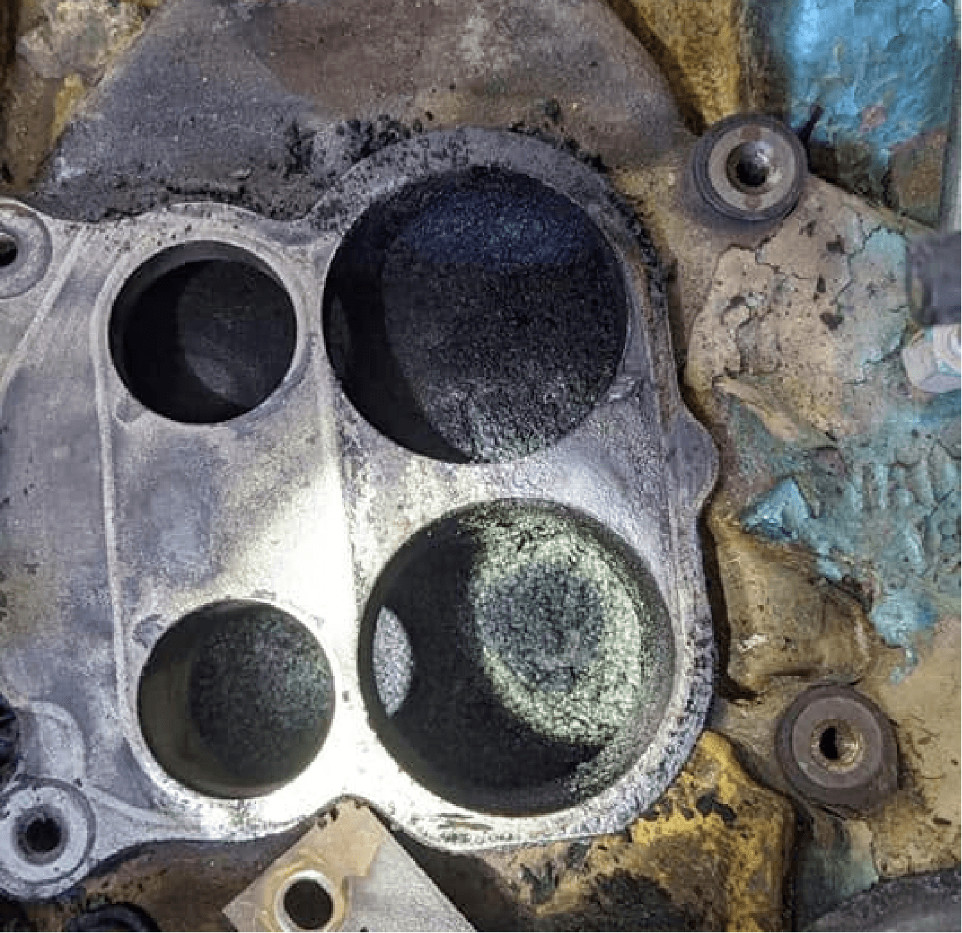 oil vapor mixes withh soot from egr on intake manifold