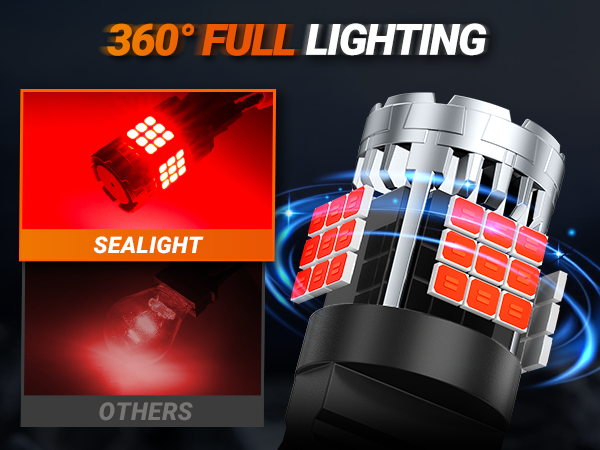 Ampoule LED Rouge Clignotante 3157 7443 - Frein, Stop, Feux Arrière - Stroboscopique, Éclairage Intense