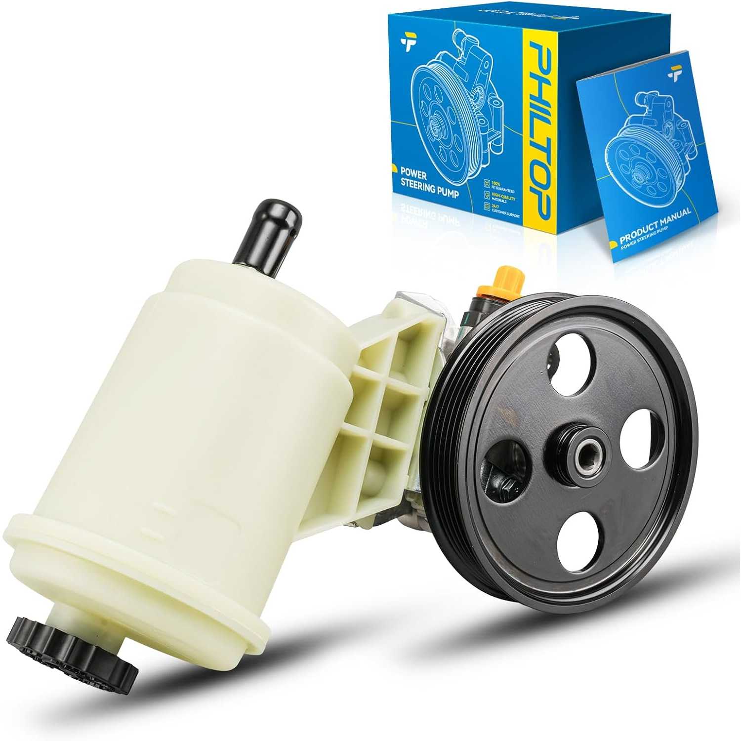 PHILTOP Power Steering Pump 96-1035R with Pulley Reservoir, for 2011-2012 Ram 1500, OE# 68069903AC、68069903AB、68069904AB、6806990