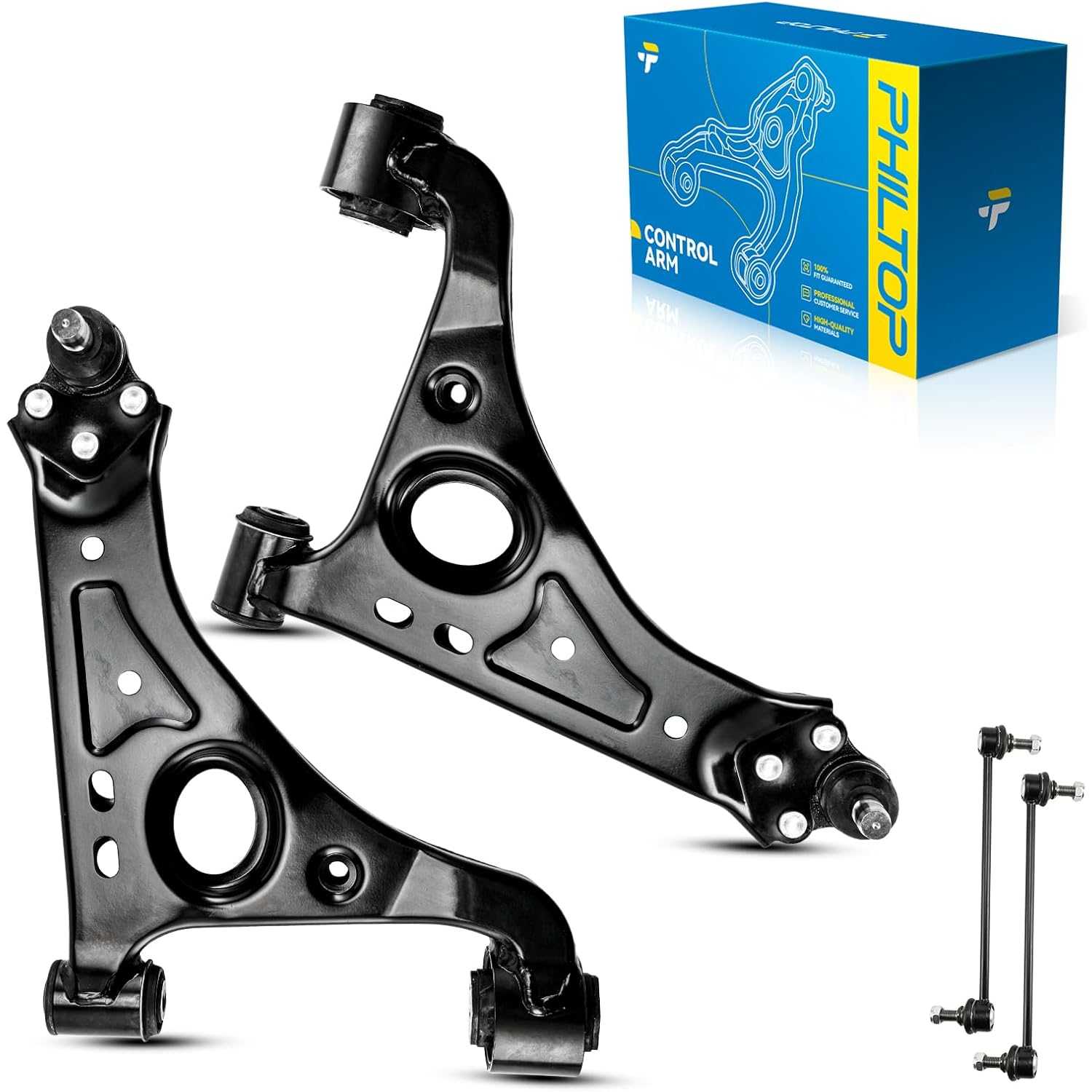 PHILTOP Front Suspension Kit Lower Control Arm w/Ball Joint Assembly & Sway Bar Link Compatible with Chevrolet for Buick Enc
