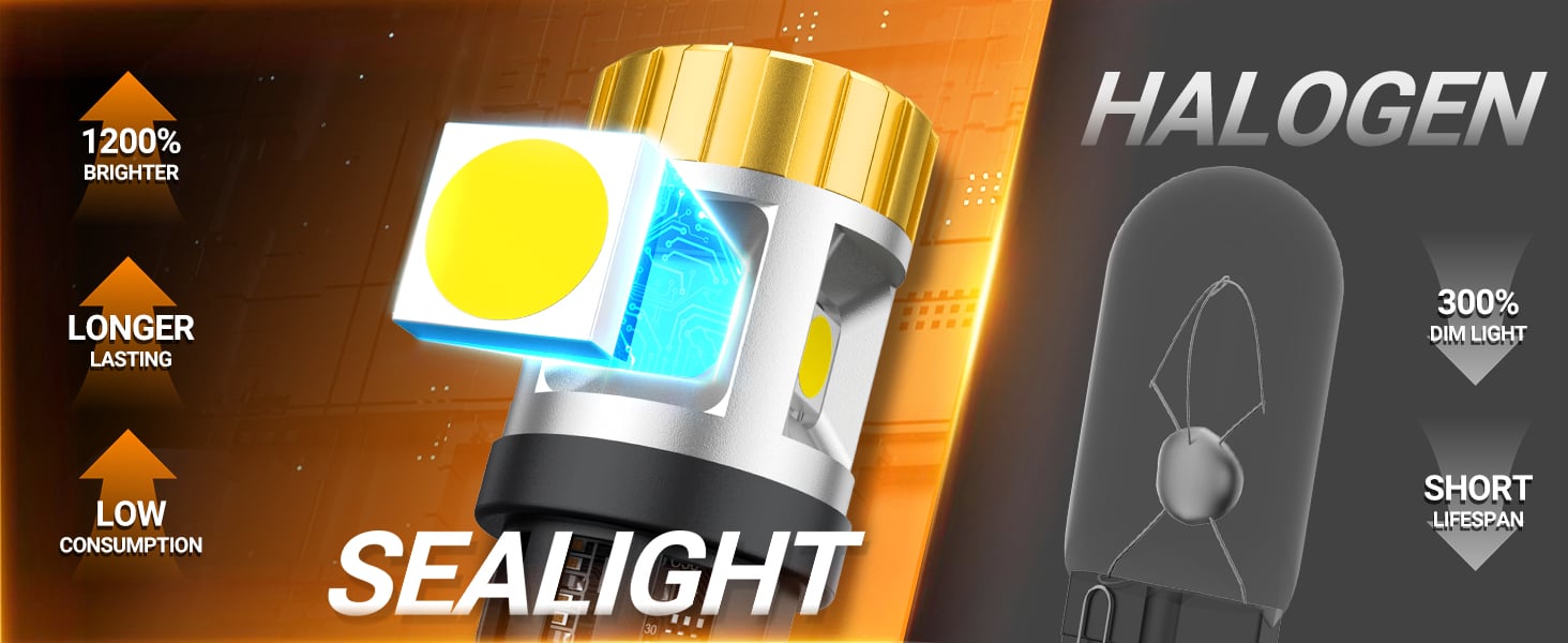 Sealight 194 168 W5W 2825 T10 LED Light Bulb White License Plate Dome Map Door Courtesy Dash Lights