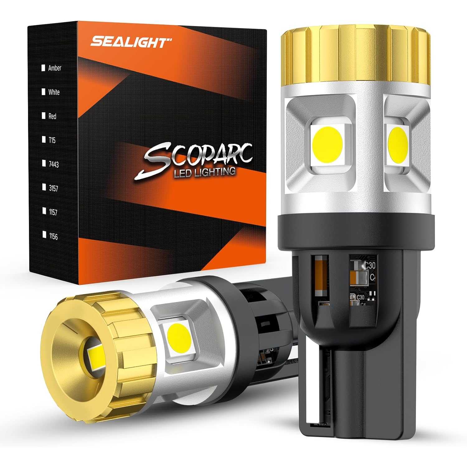 SEALIGHT® SLJ7 T10/194/168/W5W LED License Plate Light Map Trunk Glove Box Vanity Mirror Light Bulbs 8W 1000LM 6000K White 2PCS