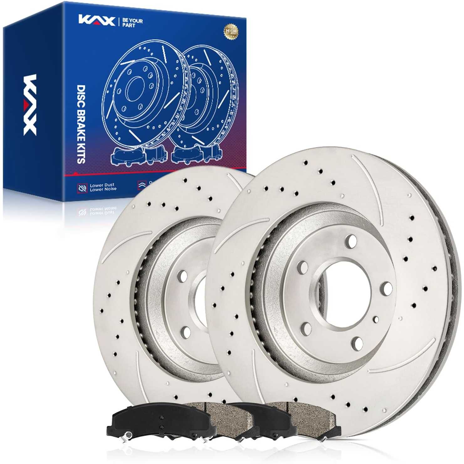 2016 Chevrolet Impala Limited Front Drilled and Slotted Ceramic Brake Pad & Rotor Kit 0