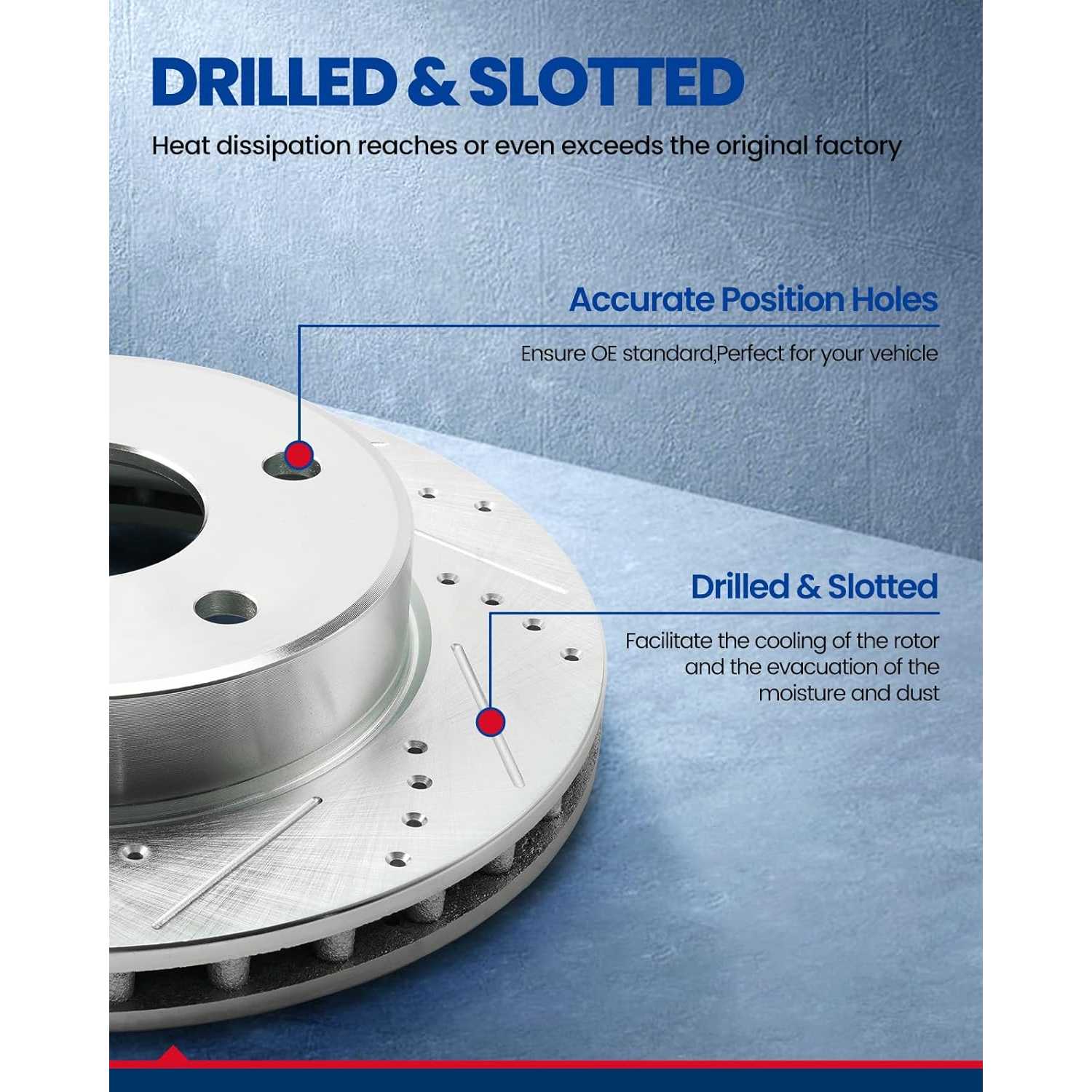 2016 Chevrolet Impala Limited Front Drilled and Slotted Ceramic Brake Pad & Rotor Kit 4