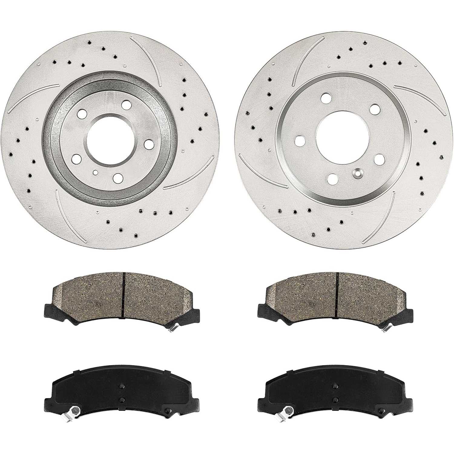 2016 Chevrolet Impala Limited Front Drilled and Slotted Ceramic Brake Pad & Rotor Kit 1