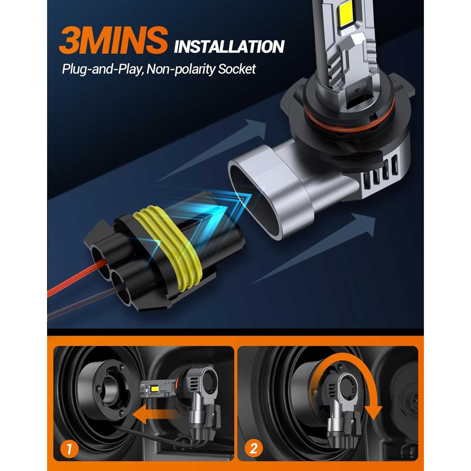 thumbnail image 2 of SEALIGHT Fanless 9006 HB4 LED Headlight Bulbs Low Beam 6500K 12000 Lumens Pair 2 of 5