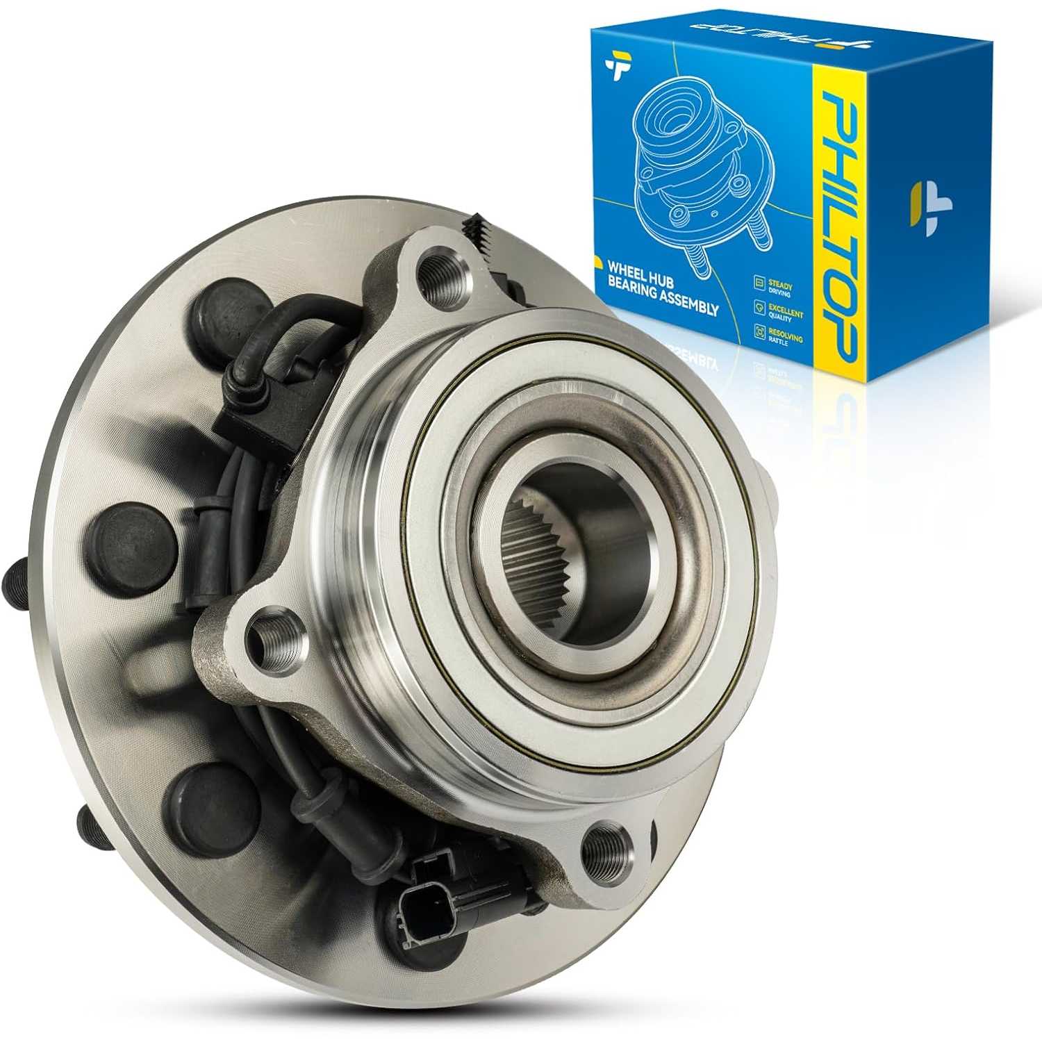 PHILTOP Front Wheel Hub Bearings for 2003-2005 Ram 2500, 2003-2005 Ram 3500, 515061 Hub Assembly 8 Lugs w/ABS