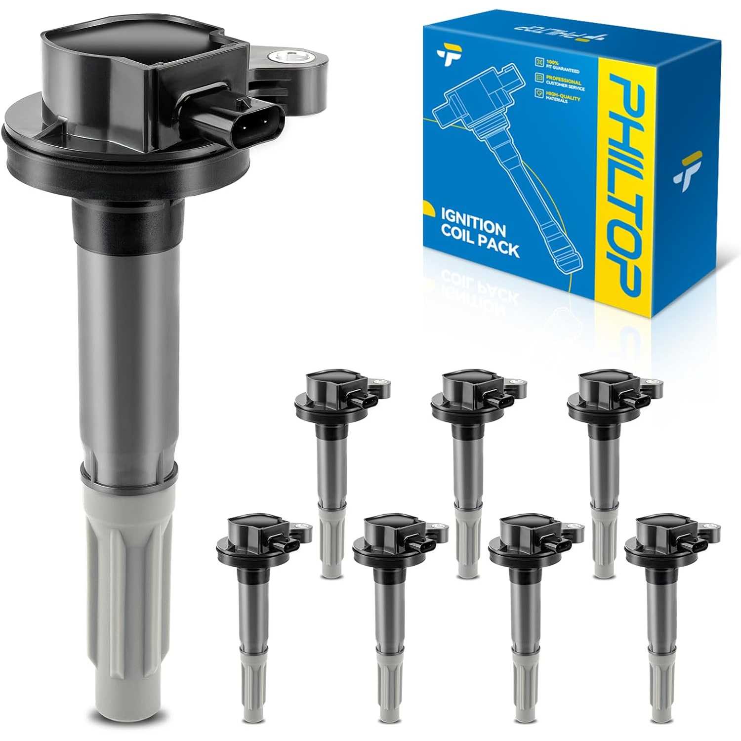 PHILTOP UF824 Ignition Coil Pack, Fits for Ford 2016-2017 F-150 5.0L, Ford 2016-2017 Mustang 5.0L