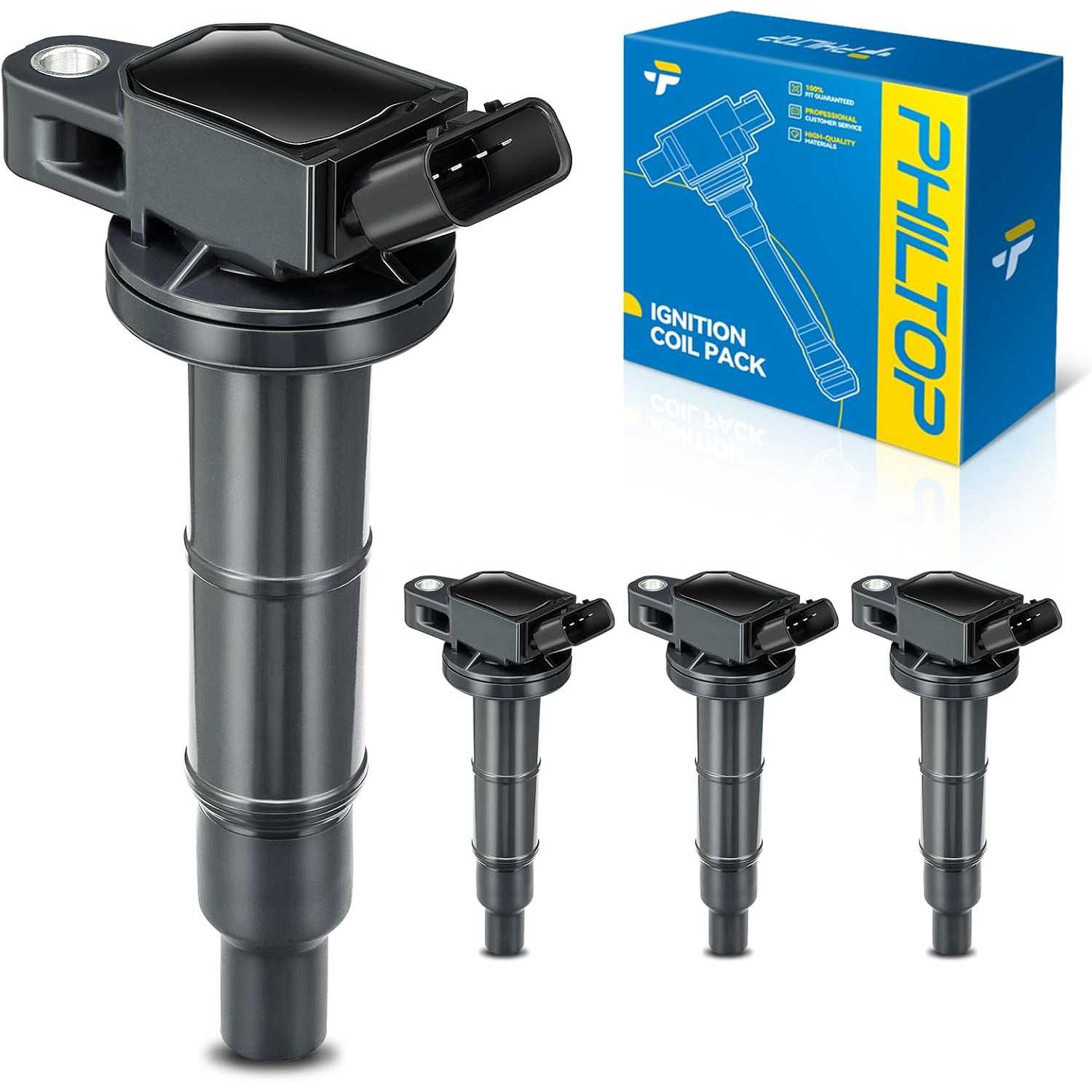 PHILTOP UF333 Ignition Coil Pack Fit for Toyota Camry 2002-2011, RAV4 2001-2008, Scion tC 2005-2016, xB 2010-2015, Pontiac Vibe