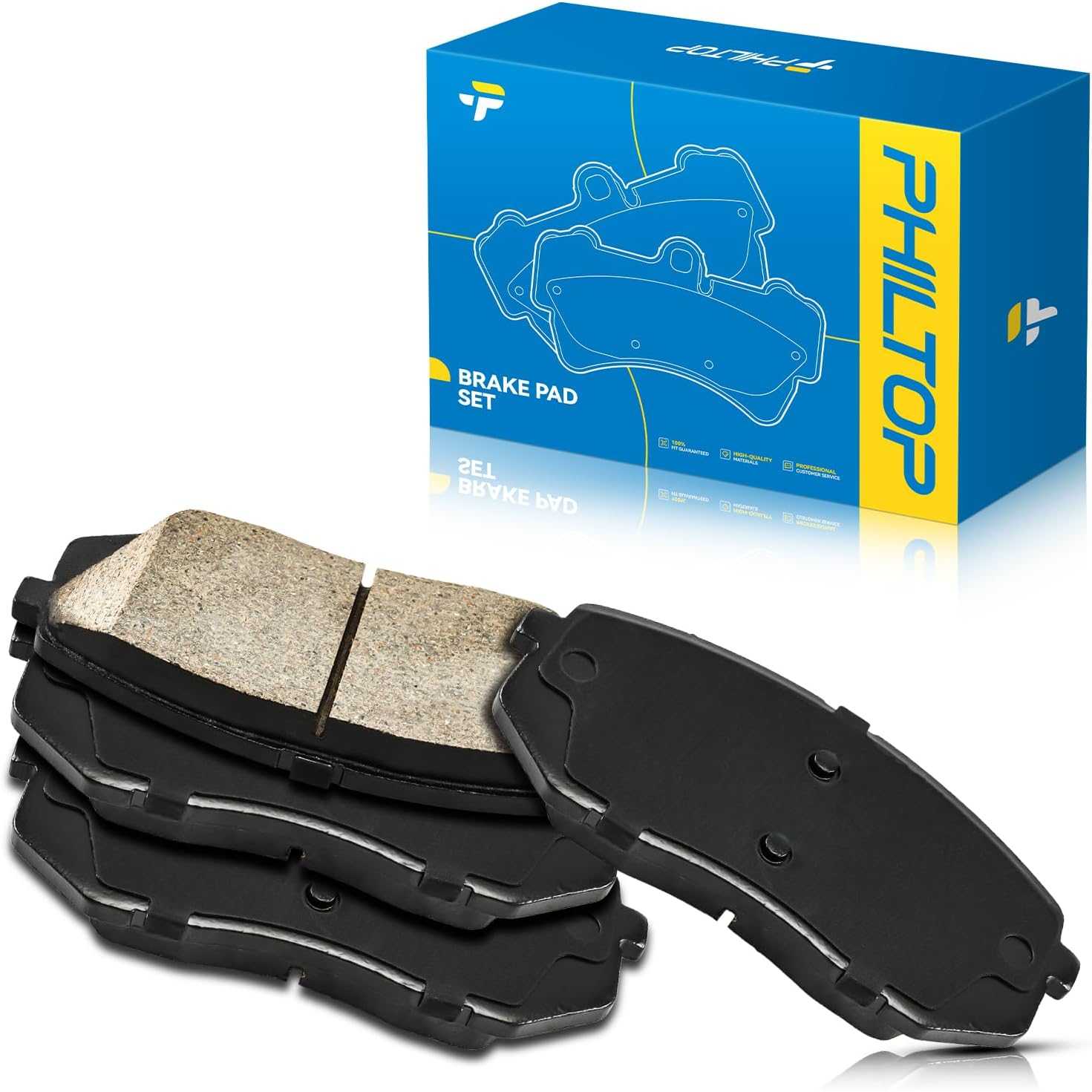 PHILTOP Ceramic Front Brake Pads For Kia Rondo 2007-2010, 4 Pcs replace # D1295