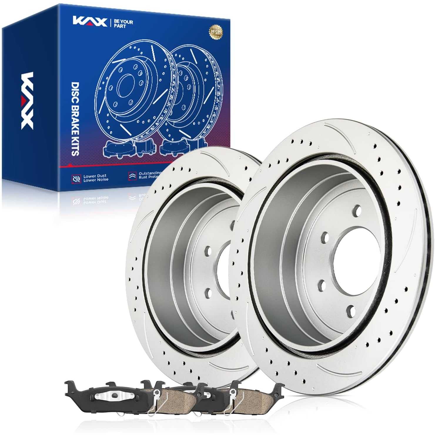 2009 Ford F-150 Rear Drilled and Slotted Ceramic Brake Pad & Rotor Kit 0