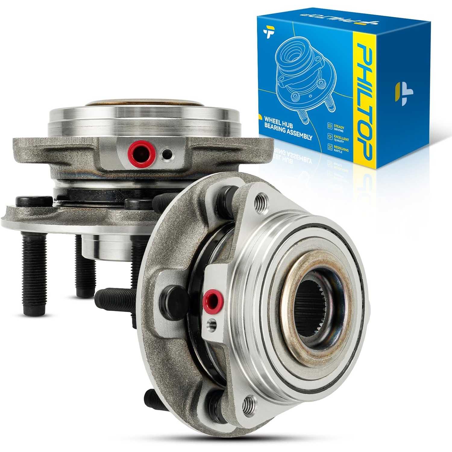 PHILTOP 2 PCS 513423 Front Wheel Bearing Hub Assembly for 2018-2023 Jeep Wrangler, 2020-2023 Jeep Gladiator 5 Lugs