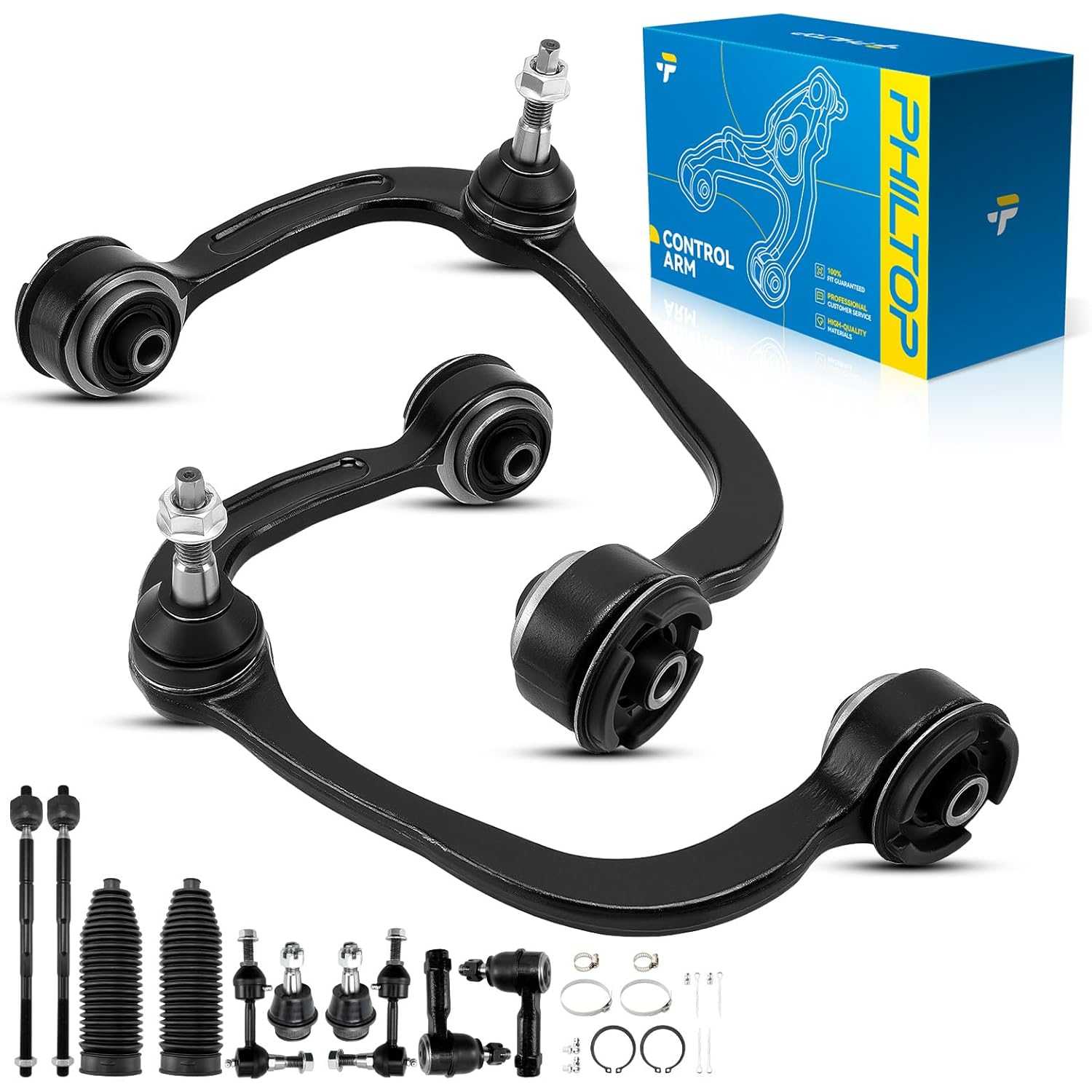 PHILTOP 12pcs Front Suspension Kit Fit for Ford F150 2004 2005 Upper Control Arms with Ball Joint Sway Bar Links Tie Rod Ends Pi