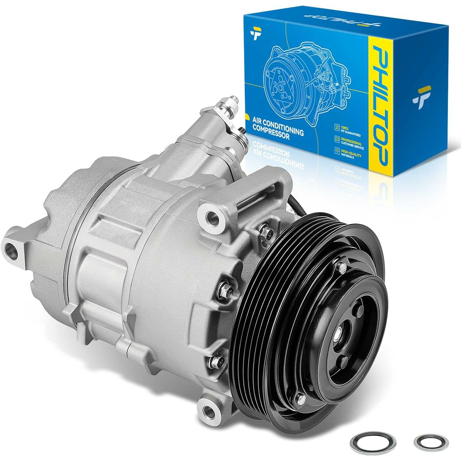 PHILTOP 98398 Air Conditioner AC Compressor with Clutch for Buick Lucerne 2006-2008 3.8L