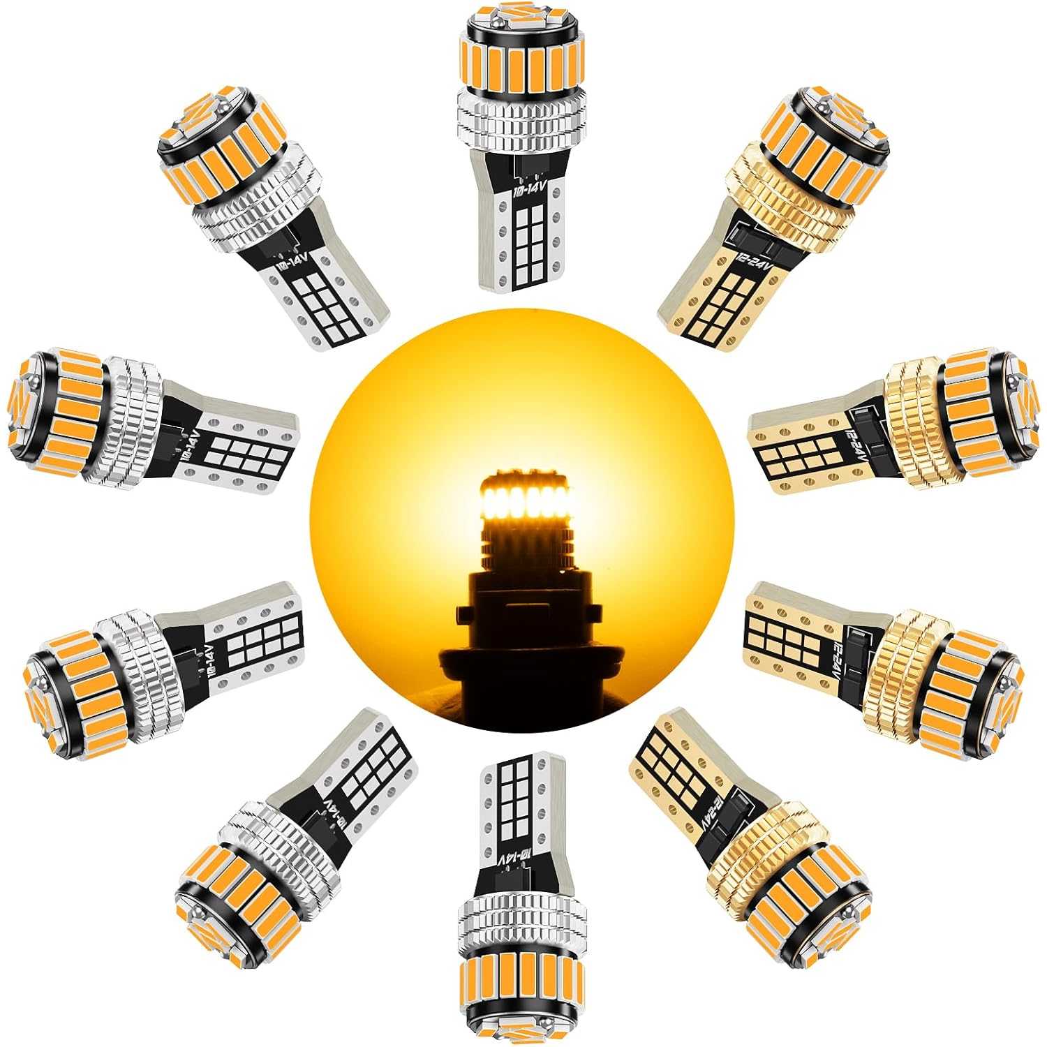 SEALIGHT® Aurora T10/194/168/W5W LED License Plate Light Dome/Map/Trunk Light Bulbs 2400LM 2000K Amber 10PCS