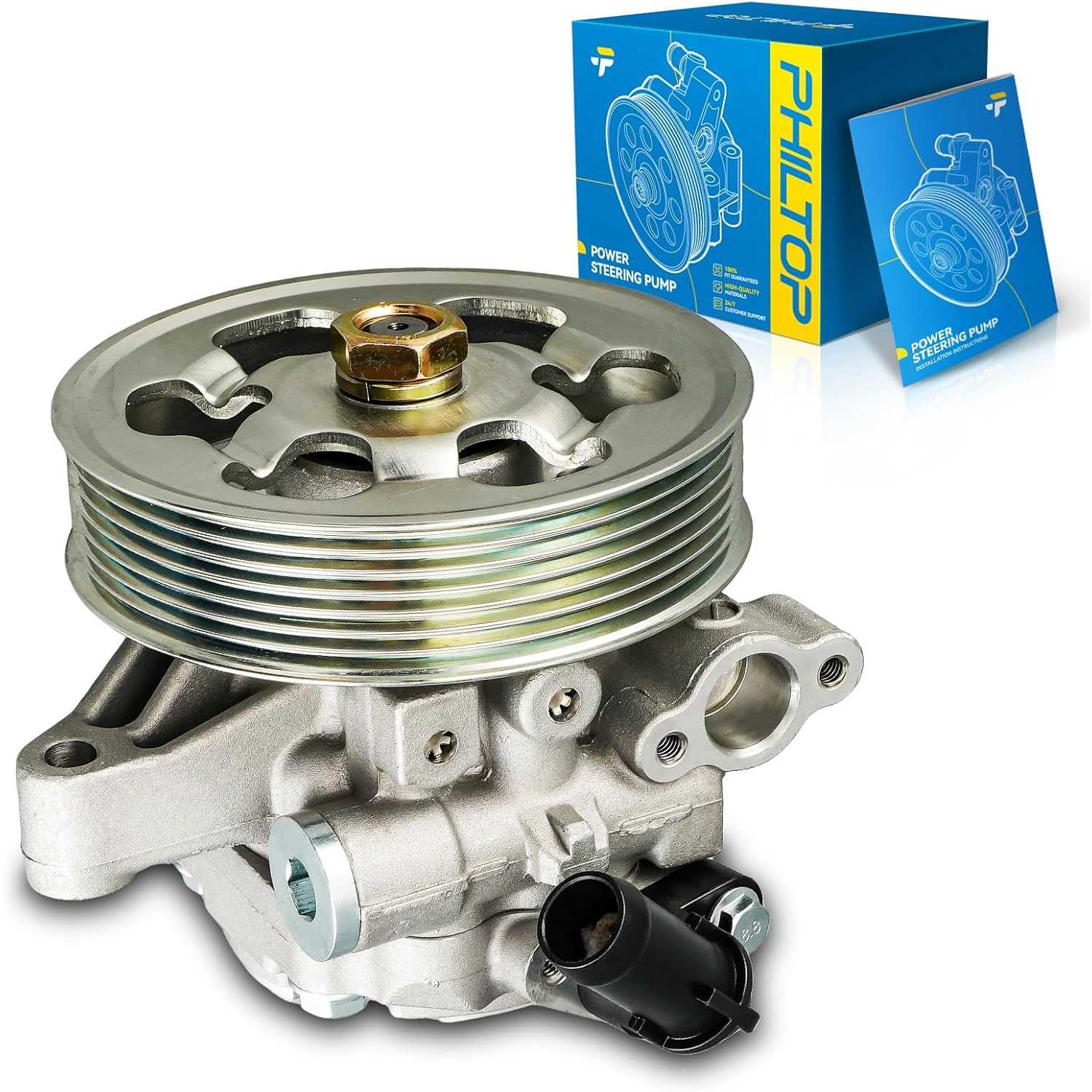 PHILTOP 215456 Power Steering Pump Fit For 2006-2011 Civic 1.8L,Power Steering Pump with Pulley