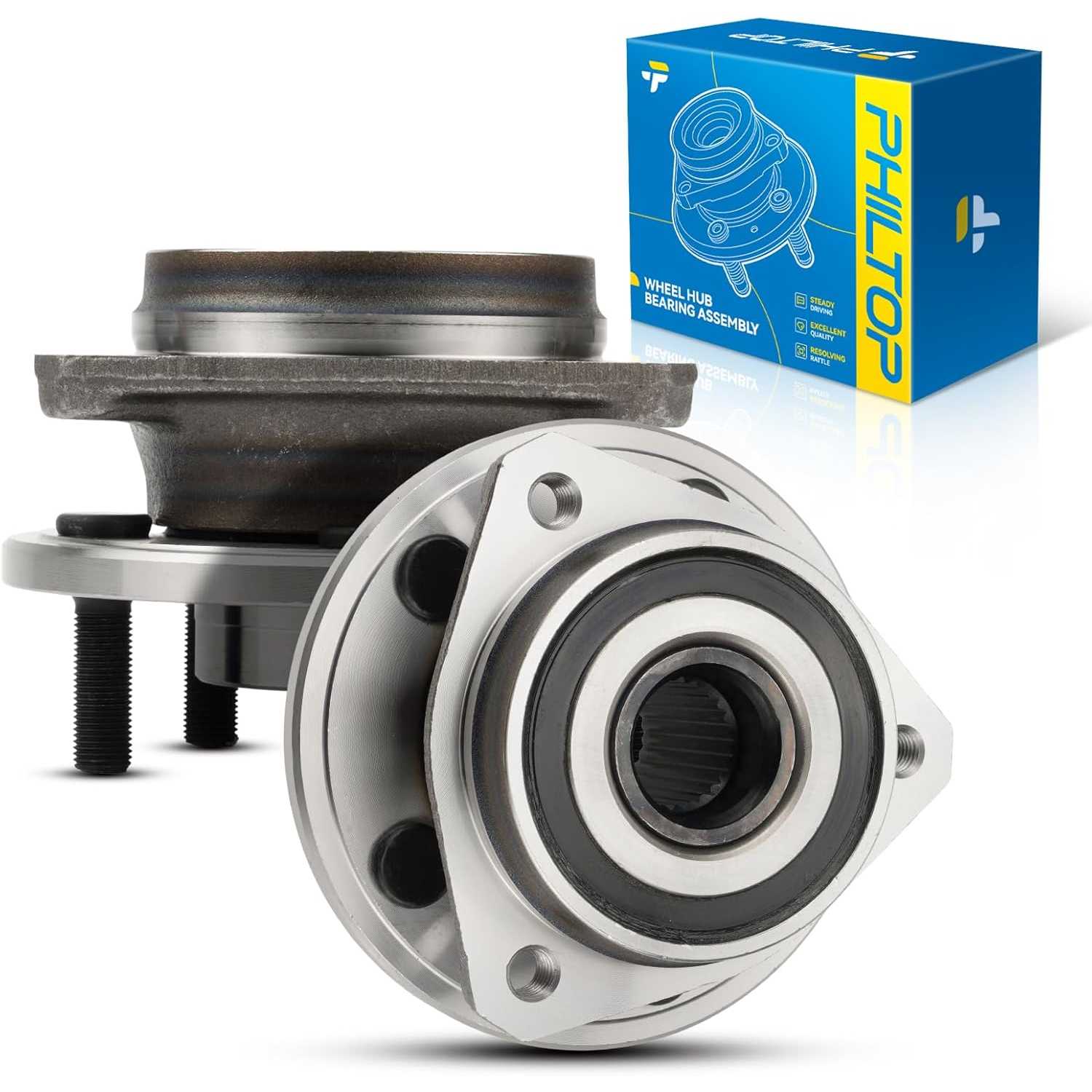 PHILTOP 513158 Front Wheel Bearing & Hub Assembly Compatible with 1999-2006 Jeep Wrangler, 1999-2001 Jeep Cherokee 5 Lugs 2p