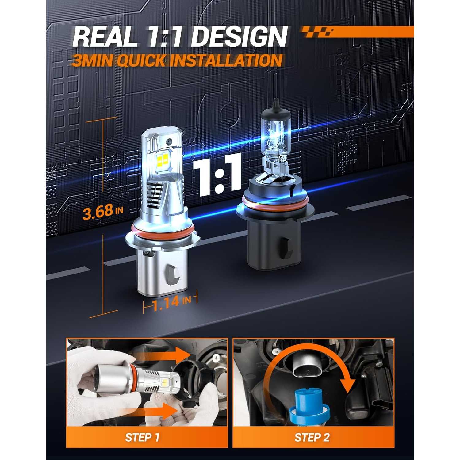 Formula-J87 G8 LED Headlight Bulbs (9007/HB5) - 6000K Cool White, 100W Equivalent, 6000 Lumens Per Set (2 Bulbs)