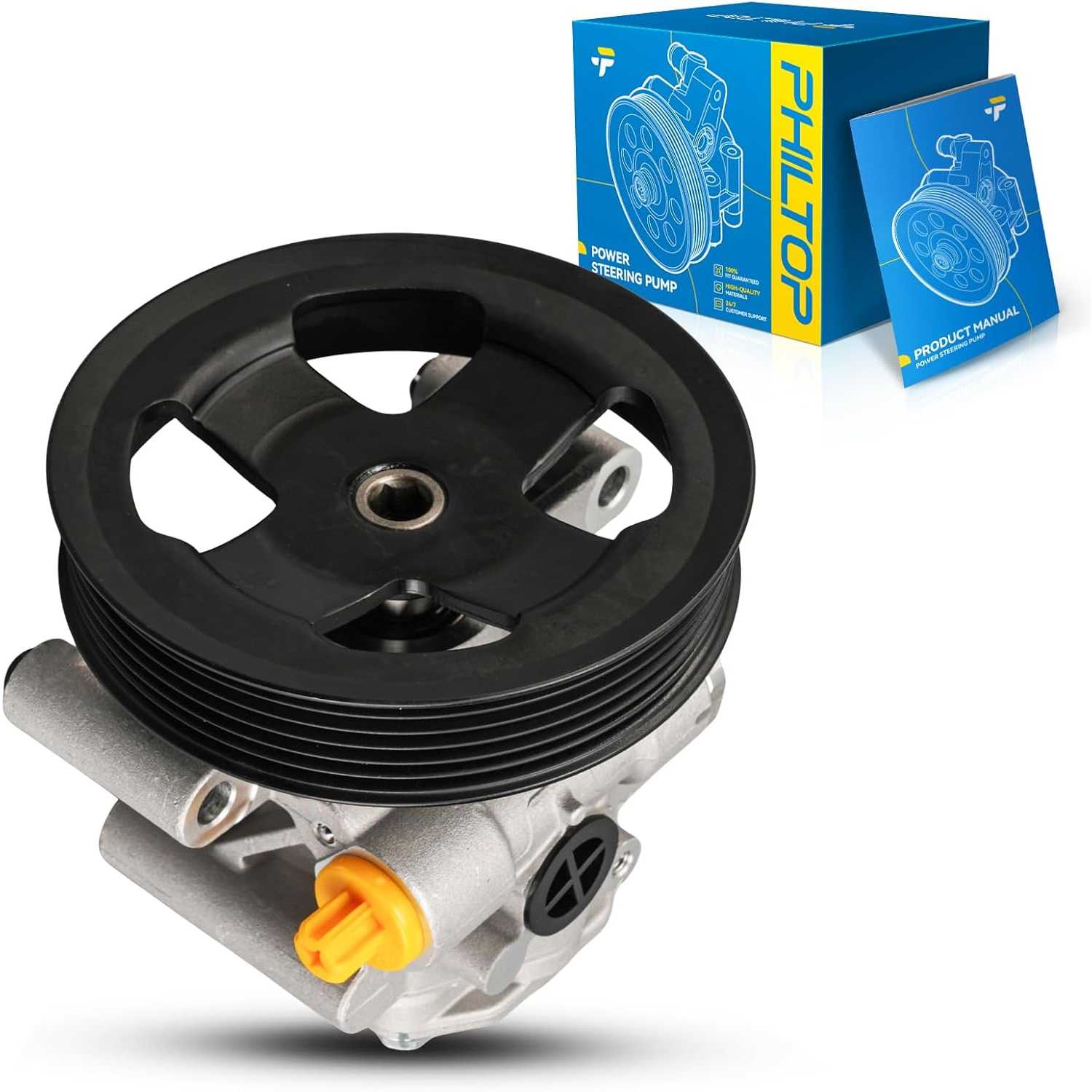 PHILTOP Power Steering Pump 202400, Fit for 2006-2009 Fusion 3.0L, 2006-2009 Milan 3.0L, 2006 Zephyr, Power Assist Pump with Pul