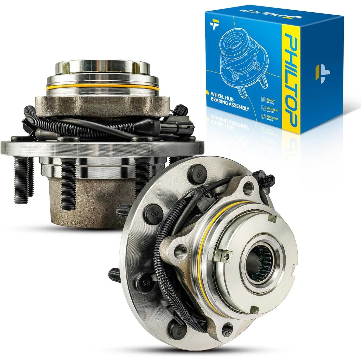 PHILTOP Front Wheel Hub Bearings for 1999-2004 F250 Super Duty, 1999-2004 F350 Super Duty, 1999-2004 F-550 Super Duty, 1999-2004