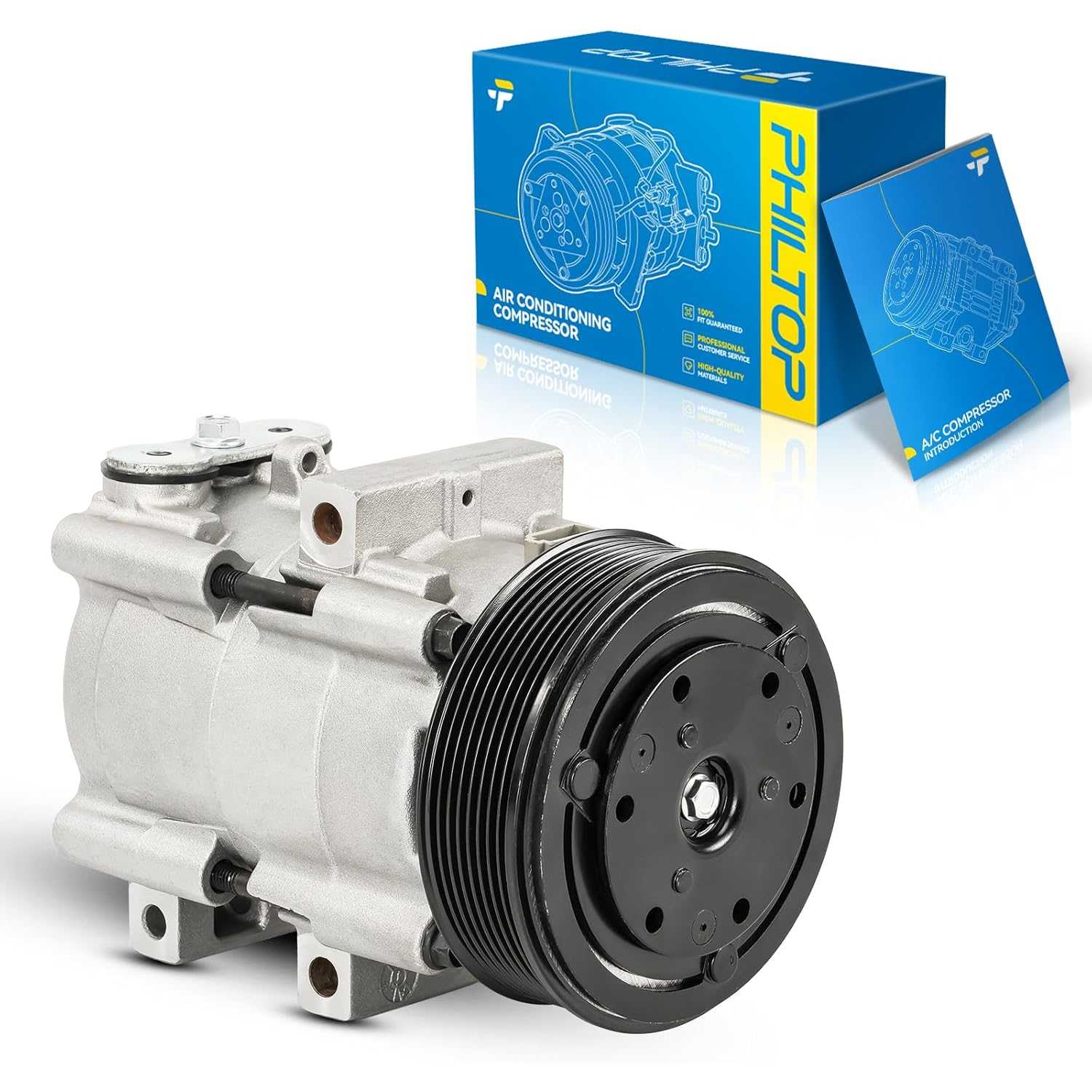 PHILTOP 58152 AC Compressor for F150 1997-2002, F250 Super Duty 2004-2007, F250 Super Duty 1999-2001, F250 1997-1999, #471-8121