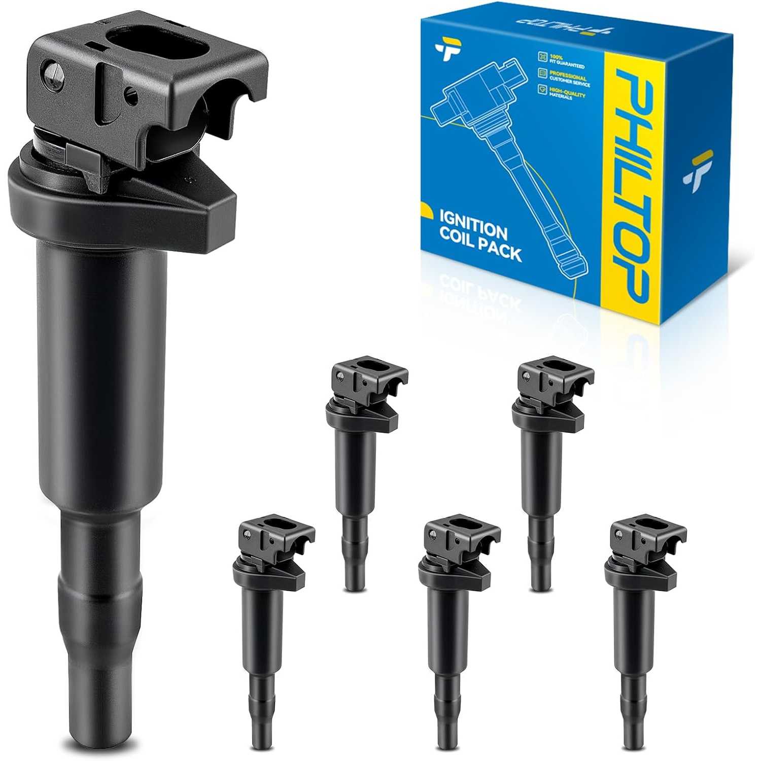 PHILTOP Ignition Coil Pack, Compatible with 328i, X5, 328i xDrive, X1, 335i, 325i, 528i, X3, Cooper, 535i, 320i, 330i, 535i xDri