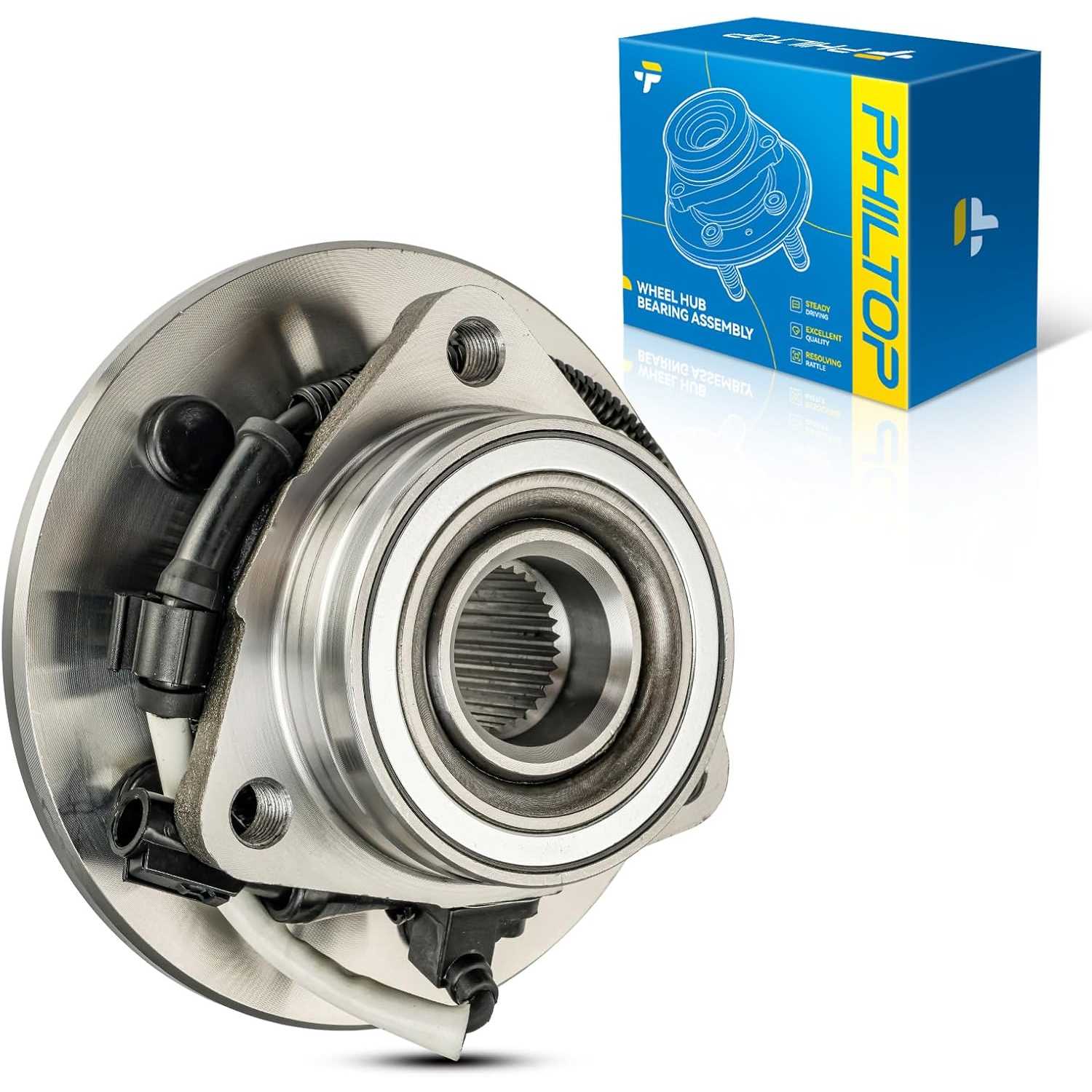 PHILTOP 1 PC 515004 Front Wheel Bearing Hub Assembly for 1997-2000 Ford Expedition, 1998-2000 Lincoln Navigator W/ABS 5 Lugs