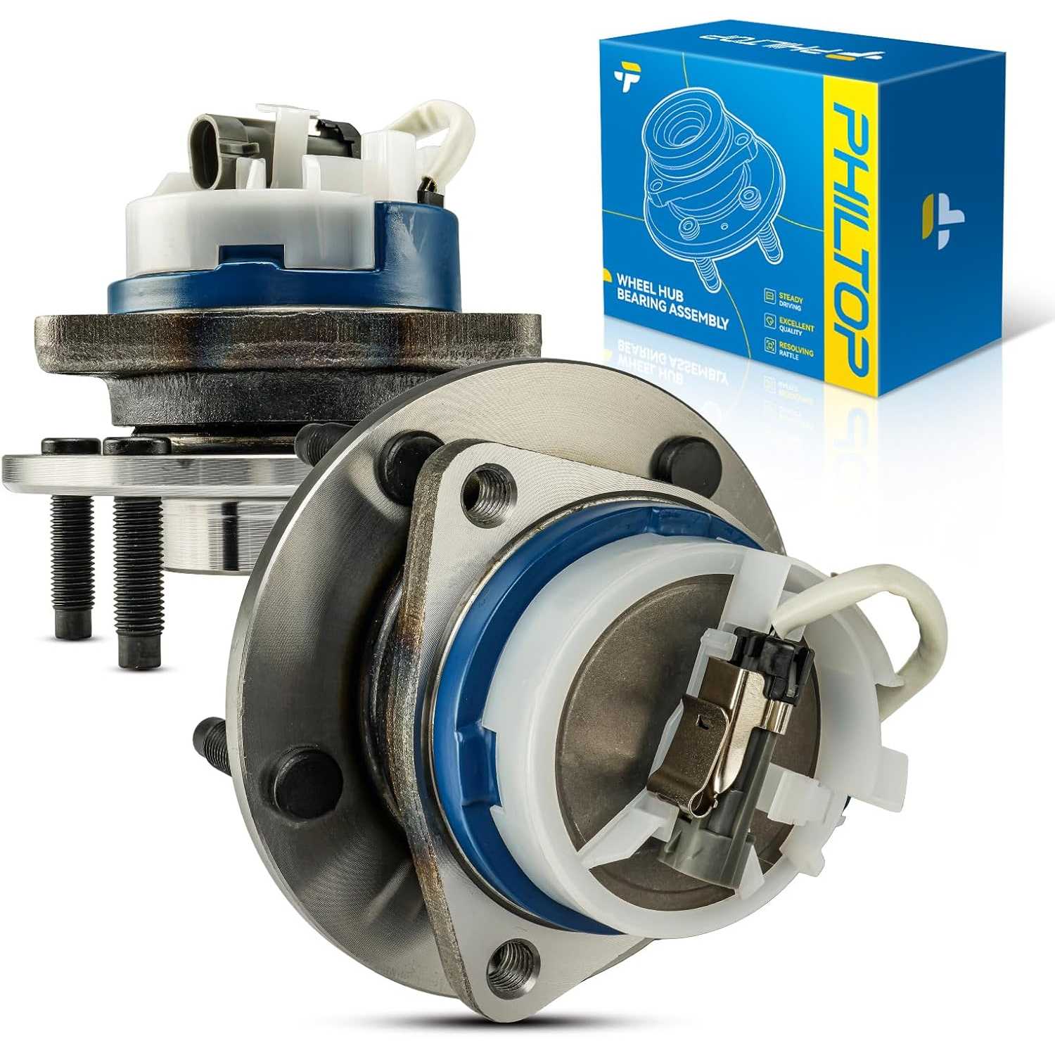 PHILTOP 513139 Front Wheel Hub Assembly Fit for 1997-2008 Corvette, 2004-2008 XLR, Wheel Hub Bearings