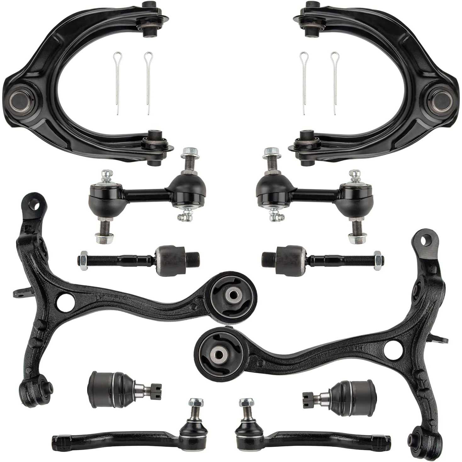 PHILTOP 12Pcs Front Control Arms w/Ball Joint & Sway Bar End Links & Inner Outer Tie Rods for Accord 2008-2012, K620614