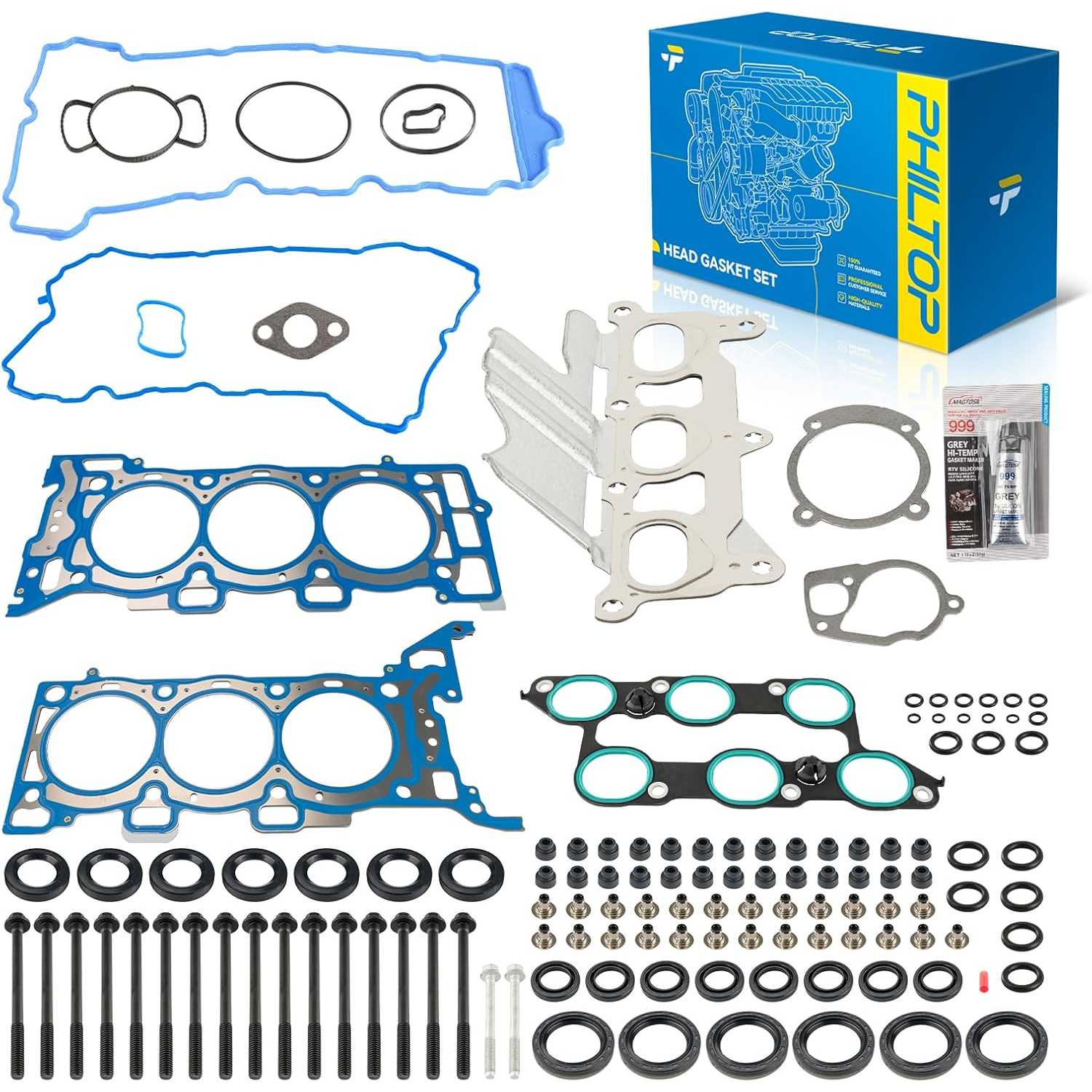 PHILTOP HS26376PT-5 Head Gasket Set Fit for Chevy Traverse 2009-2010 2014-2015, GMC Acadia 2009 2011-2015, Buick Enclave 2010 20