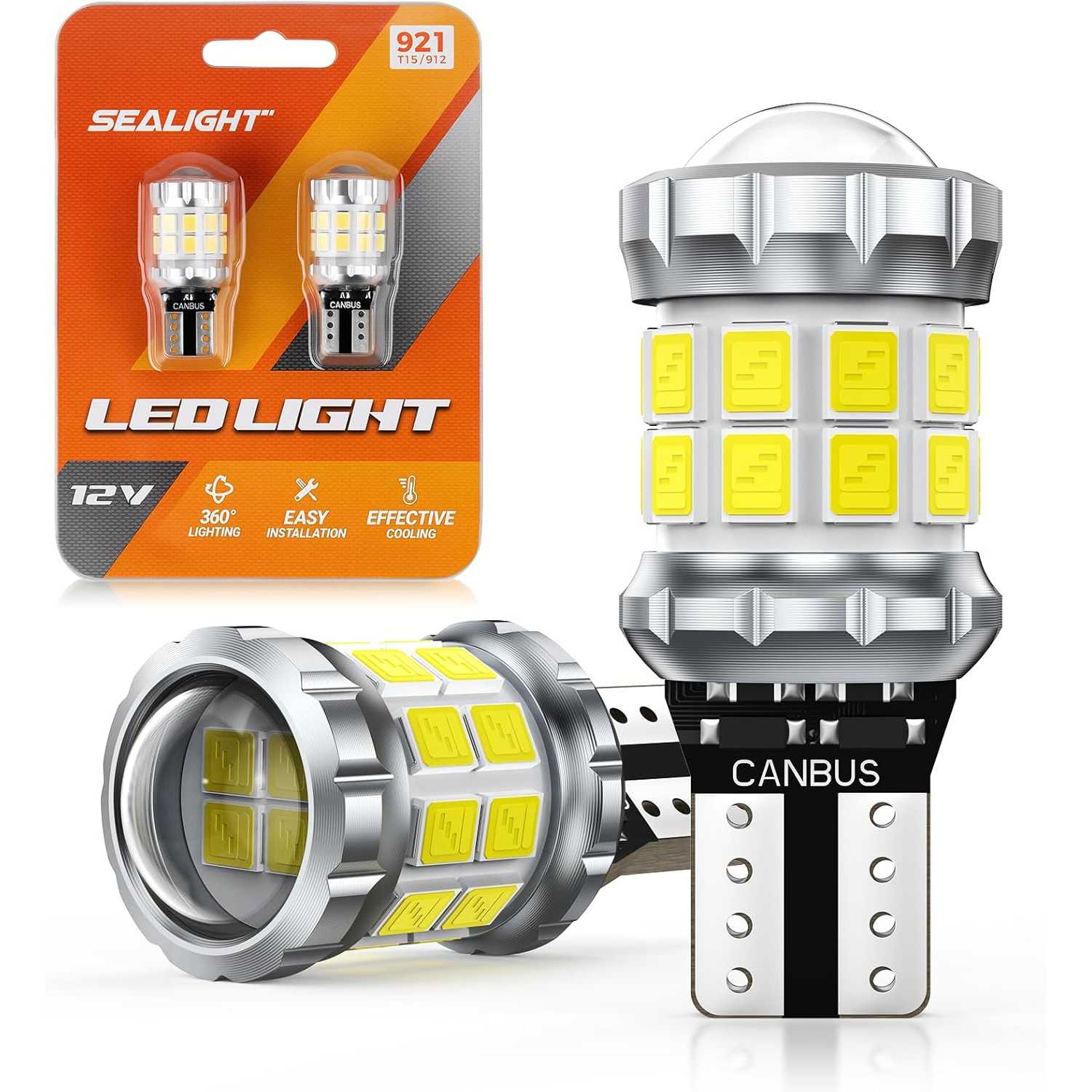 SEALIGHT® SSL601 T15/921/912/W16W LED Backup Reverse Light Dome/Map/Trunk Light Bulbs 8W 1500LM 6500K White 2PCS